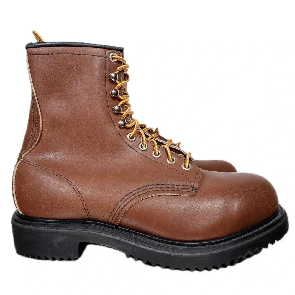Red Wing 2233 Steel Toe Boots Mens 8 E2 Brown Leather Work Safety Made in USA